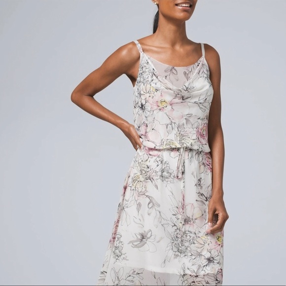 NWT💕WHBM Floral Print Blouson MIDI Dress | Sz S - Picture 5 of 13